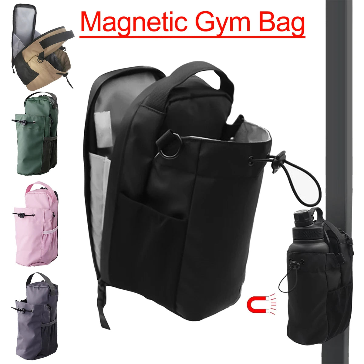 This waterproof magnetic gym sling bag holds your water bottle and phone, making it perfect for outdoor sports, travel, and fitness activities.